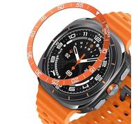 DEALELE Bezel Cover Compatible with Samsung Galaxy Watch Ultra 47mm (2025/2024), Time Scale Alloy Metal Bezel Ring Adhesive Cover Anti Scratch Protector Accessory, Orange