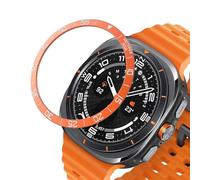 DEALELE Bezel Cover Compatible with Samsung Galaxy Watch Ultra 47mm (2025/2024), Time Scale Stainless Steel Metal Bezel Ring Adhesive Cover Anti Scratch Protector Accessory, Orange