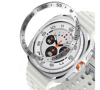 DEALELE Bezel Cover Compatible with Samsung Galaxy Watch Ultra 47mm (2025/2024), Time Scale Stainless Steel Metal Bezel Ring Adhesive Cover Anti Scratch Protector Accessory, Silver - Brushed