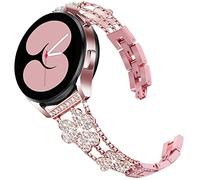 DEALELE Compatible with Samsung Galaxy Watch 5 / 5 Pro / Galaxy 4 / 4 Classic / Galaxy 3 41mm / Active 2, 20mm Diamond Stainless Steel Replacement Strap for Huawei GT3 42mm / GT2 42mm (Rose pink)