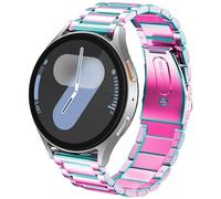 DEALELE Compatible with Samsung Galaxy Watch 6/6 Classic / 5/5 Pro / 4/4 Classic / 3 41mm / Active 2, 20mm Stainless Steel Metal Replacement Strap for Huawei GT2 42mm / GT3 42mm, Rainbow