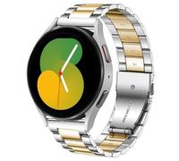 DEALELE Compatible with Samsung Galaxy Watch 6 / 6 Classic / 5 / 5 Pro / 4 / 4 Classic / 3 41mm / Active 2, 20mm Stainless Steel Metal Replacement Strap for Huawei GT2 42mm / GT3 42mm, Silver/gold