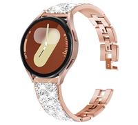 DEALELE Compatible with Samsung Galaxy Watch 6/6 Classic / 5/5 Pro/Galaxy Watch 4/4 Classic / 3 41mm, 20mm Shiny Diamonds Steel Metal Replacement Strap for Huawei GT3 42mm / GT2 42mm, Rosegold