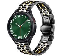DEALELE Compatible with Samsung Galaxy Watch 6 / 6 Classic / 5 / 5 Pro / Galaxy Watch 4 / 4 Classic / 3 41mm, 20mm Stainless Steel Metal Replacement Strap for Huawei GT2 42mm / GT3 42mm, Black-gold