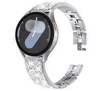 DEALELE Compatible with Samsung Galaxy Watch 6/6 Classic / 5/5 Pro/Galaxy Watch 4/4 Classic / 3 41mm, 20mm Shiny Diamonds Steel Metal Replacement Strap for Huawei GT3 42mm / GT2 42mm, Silver