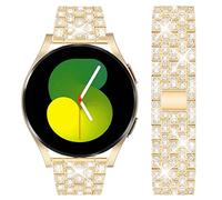 DEALELE Compatible with Samsung Galaxy Watch 6 / 6 Classic / 5 / 5 Pro / Galaxy Watch 4 / 4 Classic / 3 41mm / Active 2, 20mm Diamond Metal Replacement Strap for Huawei GT2 42mm / GT3 42mm, Gold