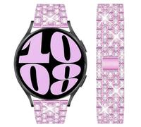 DEALELE Compatible with Samsung Galaxy Watch 6 / 6 Classic / 5 / 5 Pro / Galaxy Watch 4 / 4 Classic / 3 41mm / Active 2, 20mm Diamond Metal Replacement Strap for Huawei GT2 42mm / GT3 42mm, Rose red