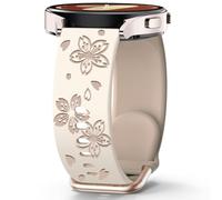 DEALELE Engraved Strap Compatible with Samsung Galaxy Watch 7 / FE / 6/6 Classic / 5/5 pro / 4/4 classic, 20mm Soft Flowers Print Silicone Bands for Huawei GT3 42mm Women Men, Starlight-milk tea