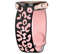DEALELE Engraved Strap Compatible with Samsung Galaxy Watch 7 / FE / 6/6 Classic / 5/5 pro / 4/4 classic, 20mm Soft Leopard Print Silicone Bands for Huawei GT3 42mm Women Men, Black-pink