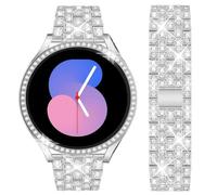 DEALELE Strap and Case Compatible with Samsung Galaxy Watch 8 40mm / 44mm, Bling Rhinestone Diamond Metal Bracelet with Shiny Protective Case Cover Replacement for Women Men