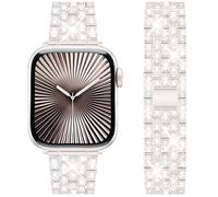 DEALELE Strap Compatible with Apple Watch 41mm 40mm 38mm, Bling Rhinestone Diamond Metal Replacement Bands for iWatch Series 9/8 / 7/6 / 5/4 / 3 / SE Women Men, 38/40/41mm, Starlight