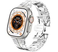 DEALELE Strap Compatible with Apple Watch 41mm 40mm 38mm, Thin Iron Man Stainless Steel Metal Replacement Bands for iWatch Series 9 / 8 / 7 / 6 / 5 / 4 / 3 / SE Women Men, Silver