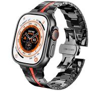 DEALELE Strap Compatible with Apple Watch 41mm 40mm 38mm, Thin Iron Man Stainless Steel Metal Replacement Bands for iWatch Series 9/8 / 7/6 / 5/4 / 3 / SE Women Men, Black-red