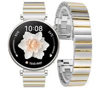 DEALELE Strap Compatible with Huawei Watch GT4 41mm / Fossil Q Venture Gen 4/3 / Women's Gen 5E 42mm / Women's Gen 6, 18mm Stainless Steel Metal Replacement Bands for Women Men, Silver-gold