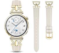 DEALELE Strap Compatible with Huawei Watch GT5 Pro 42mm / GT5 41mm / GT4 41mm / Garmin Venu 3S / Forerunner 265S / 255S / Fossil Women's Gen 6, Women 18mm Soft Leather Metal Bands, Milk white - Gold