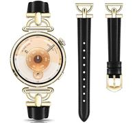 DEALELE Strap Compatible with Huawei Watch GT5 Pro 42mm / GT5 41mm / GT4 41mm / Garmin Venu 3S / Forerunner 265S / 255S / Fossil Women's Gen 6, Women 18mm Soft Leather Metal Bands, Black - Gold