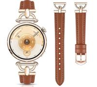 DEALELE Strap Compatible with Huawei Watch GT5 Pro 42mm / GT5 41mm / GT4 41mm / Garmin Venu 3S / Forerunner 265S / 255S / Fossil Women's Gen 6, Women 18mm Soft Leather Metal Bands, Brown - Rose gold