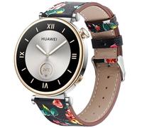 DEALELE Strap Compatible with Huawei Watch GT5 Pro 42mm / GT5 41mm / GT4 41mm / Garmin Venu 3S / Forerunner 265S / 255S / Fossil Women's Gen 6, 18mm Echtleder Bedruckt Replacement Bands, Leaf green
