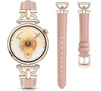 DEALELE Strap Compatible with Huawei Watch GT5 Pro 42mm / GT5 41mm / GT4 41mm / Garmin Venu 3S / Forerunner 265S / 255S / Fossil Women's Gen 6, Women 18mm Soft Leather Metal Bands, Pink - Rose gold