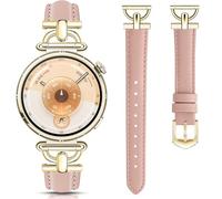 DEALELE Strap Compatible with Huawei Watch GT5 Pro 42mm / GT5 41mm / GT4 41mm / Garmin Venu 3S / Forerunner 265S / 255S / Fossil Women's Gen 6, Women 18mm Soft Leather Metal Bands, Pink - Gold