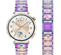 DEALELE Strap Compatible with Huawei Watch GT6 / GT5 / GT4 41mm / GT5 Pro 42mm / Fossil Women's Gen 6 / Gen 5E 42mm / Garmin Venu 3S, 18mm Bling Rhinestone Diamond Metal Bracelet for Women, Rainbow