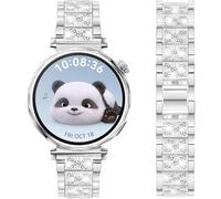 DEALELE Strap Compatible with Huawei Watch GT6 / GT5 / GT4 41mm / GT5 Pro 42mm / Fossil Women's Gen 6 / Gen 5E 42mm / Garmin Venu 3S, 18mm Bling Rhinestone Diamond Metal Bracelet for Women, Silver
