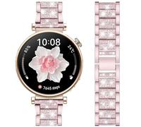 DEALELE Strap Compatible with Huawei Watch GT6 / GT5 / GT4 41mm / GT5 Pro 42mm / Fossil Women's Gen 6 / Gen 5E 42mm / Garmin Venu 3S, 18mm Bling Rhinestone Diamond Metal Bracelet for Women, Rose pink