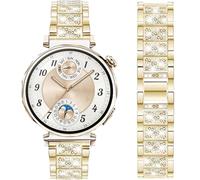 DEALELE Strap Compatible with Huawei Watch GT6 / GT5 / GT4 41mm / GT5 Pro 42mm / Fossil Women's Gen 6 / Gen 5E 42mm / Garmin Venu 3S, 18mm Bling Rhinestone Diamond Metal Bracelet for Women, Gold