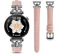 DEALELE Strap Compatible with Huawei Watch GT6 GT5 GT4 41mm / GT5 Pro 42mm / Garmin Venu 3S / Forerunner 265S / 255S / Fossil Women's Gen 6, Women 18mm Soft Leather Metal Bands, Pink - Black