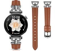 DEALELE Strap Compatible with Huawei Watch GT6 GT5 GT4 41mm / GT5 Pro 42mm / Garmin Venu 3S / Forerunner 265S / 255S / Fossil Women's Gen 6, Women 18mm Soft Leather Metal Bands, Brown - Black