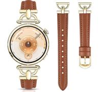 DEALELE Strap Compatible with Huawei Watch GT6 GT5 GT4 41mm / GT5 Pro 42mm / Garmin Venu 3S / Forerunner 265S / 255S / Fossil Women's Gen 6, Women 18mm Soft Leather Metal Bands, Brown - Gold