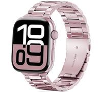 DEALELE Strap Compatible with iWatch 49mm 46mm 45mm 44mm 42mm, No Gap Stainless Steel Metal Replacement Bands for Apple Watch Series 10/9 / 8/7 / 6/5 / 4/3 / SE/Ultra Women Men, Rose pink
