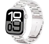 DEALELE Strap Compatible with iWatch 49mm 46mm 45mm 44mm 42mm, No Gap Stainless Steel Metal Replacement Bands for Apple Watch Series 10/9 / 8/7 / 6/5 / 4/3 / SE/Ultra Women Men, Starlight