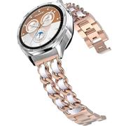 DEALELE Strap Compatible with Samsung Galaxy Watch 46mm / Galaxy 3 45mm, 22mm Metal with Leather Chain Bracelet for Huawei Watch GT5 / GT5 Pro / 4/4 / GT4 / 3/3 Pro / GT3 46mm, Rose gold-white