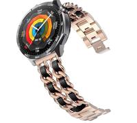 DEALELE Strap Compatible with Samsung Galaxy Watch 46mm / Galaxy 3 45mm, 22mm Metal with Leather Chain Bracelet for Huawei Watch GT5 / GT5 Pro / 4/4 / GT4 / 3/3 Pro / GT3 46mm, Rose gold-black
