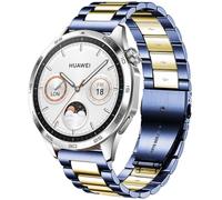 DEALELE Strap Compatible with Samsung Galaxy Watch 46mm / Galaxy 3 45mm, 22mm Stainless Steel Metal Replacement Bands for Huawei Watch GT5 / GT5 Pro / 4/4 Pro / GT4 / 3/3 Pro / GT3 46mm, Blue-Gold