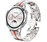 DEALELE Strap Compatible with Samsung Galaxy Watch 46mm / Galaxy 3 45mm, 22mm Thin Iron Man Stainless Steel Metal Bands for Huawei Watch GT5 / GT5 Pro / 4/3 Pro / GT4 / GT3 / GT2 46mm, Starlight-red