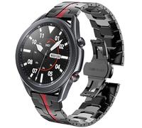 DEALELE Strap Compatible with Samsung Galaxy Watch 46mm / Galaxy 3 45mm / Gear S3, 22mm Iron Man Stainless Steel Metal Bands for Huawei Watch 4 / 4 Pro /3 / 3 Pro / GT4 / GT3 46mm, Black-red