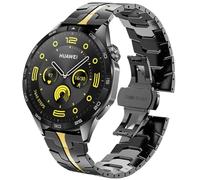 DEALELE Strap Compatible with Samsung Galaxy Watch 46mm / Galaxy 3 45mm / Gear S3, 22mm Iron Man Stainless Steel Metal Bands for Huawei Watch 4 / 4 Pro /3 / 3 Pro / GT4 / GT3 46mm, Black-gold