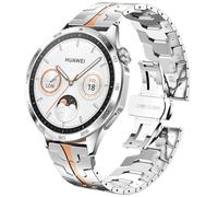 DEALELE Strap Compatible with Samsung Galaxy Watch 46mm / Galaxy 3 45mm / Gear S3, 22mm Iron Man Stainless Steel Metal Bands for Huawei Watch 4 / 4 Pro /3 / 3 Pro / GT4 / GT3 46mm, Silver-orange