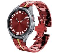 DEALELE Strap Compatible with Samsung Galaxy Watch 6 / 6 Classic / 5 / 5 Pro / 4 / 4 Classic / Galaxy 3 41mm, 20mm Iron Man Stainless Steel Metal Bands for Huawei GT3 42mm / GT2 42mm, Red-gold