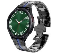 DEALELE Strap Compatible with Samsung Galaxy Watch 6 / 6 Classic / 5 / 5 Pro / 4 / 4 Classic / Galaxy 3 41mm, 20mm Iron Man Stainless Steel Metal Bands for Huawei GT3 42mm / GT2 42mm, Black-blue