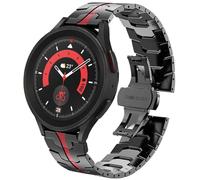 DEALELE Strap Compatible with Samsung Galaxy Watch 6 / 6 Classic / 5 / 5 Pro / 4 / 4 Classic / Galaxy 3 41mm, 20mm Iron Man Stainless Steel Metal Bands for Huawei GT3 42mm / GT2 42mm, Black-red