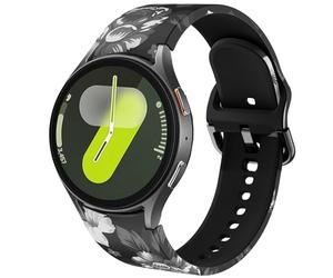 DEALELE Strap Compatible with Samsung Galaxy Watch 7/6 / 5/4 40mm 44mm / FE / 6 Classic / 5 Pro / 4 Classic, 20mm No Gap Printed Pattern Silicone Replacement Bands for Women Men, Retro Greyflower