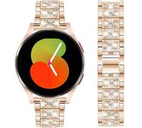 DEALELE Strap Compatible with Samsung Galaxy Watch 7 / FE / 6/5 / 4 / Classic / 3 41mm / Active 2 40mm / 44mm, 20mm Bling Diamond Metal Replacement Bracelet for Huawei GT3 42mm Women Men, Rose gold