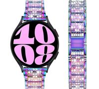 DEALELE Strap Compatible with Samsung Galaxy Watch 7 / FE / 6/5 / 4 / Classic / 3 41mm / Active 2 40mm / 44mm, 20mm Bling Diamond Metal Replacement Bracelet for Huawei GT3 42mm Women Men, Rainbow