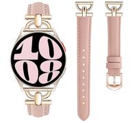 DEALELE Strap Compatible with Samsung Galaxy Watch 7 / FE / 6/6 Classic / 5/5 Pro / 4/3 41mm, 20mm Soft Leather with D-Shaped Metal Bands for Huawei GT3 / GT2 42mm Women Men, Pink - Rose gold