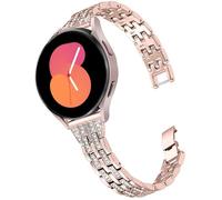 DEALELE Strap Compatible with Samsung Galaxy Watch 7 / FE / 6/6 Classic / 5/5 Pro / 4/4 Classic / 3 41mm, 20mm Slim Diamond Metal Replacement Bands for Huawei GT3 / GT2 42mm Women Men, Rose gold