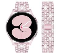 DEALELE Strap Compatible with Samsung Galaxy Watch 7 / FE / 6 / 6 Classic / 5 / 5 Pro / 4 / 4 Classic / 3 41mm, 20mm Bling Diamond Metal Replacement Bands for Huawei GT3 42mm Women Men, Rose pink
