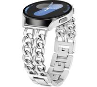 DEALELE Strap Compatible with Samsung Galaxy Watch 7 / FE / 6/6 Classic / 5/5 Pro / 4/4 Classic / 3 41mm, 20mm Metal Cowboy Chain Replacment Bands for Huawei GT3 / GT2 42mm Women Men, Silver